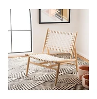 Soleil Leather Woven Accent Chair