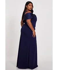 Quiz Plus One Shoulder Satin/Scuba Crepe Maxi Dress