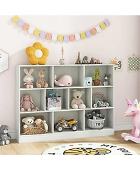 Wooden Toy Storage Organizer with 10 Cubes for Classroom Daycare Nursery Kindergarten