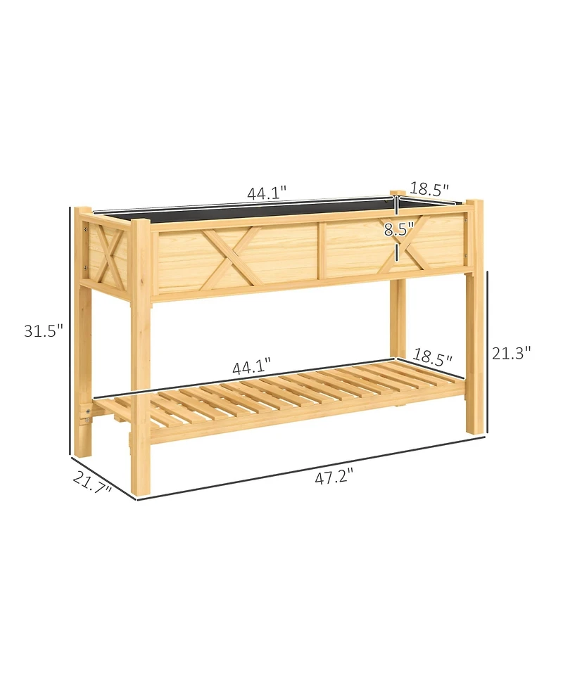 Outsunny Elevated Wood Garden Bed, 47 x 22 31.5in Flower Box,