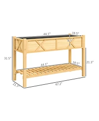 Outsunny Elevated Wood Garden Bed, 47 x 22 31.5in Flower Box,