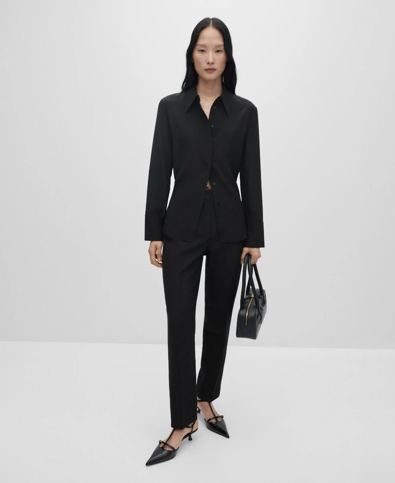 Mango Women's Satin Silk Shirt
