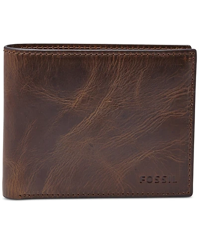 Fossil Men's Leather Wallet Derrick Rfid-Blocking Bifold with Flip Id