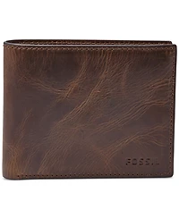 Fossil Men's Leather Wallet Derrick Rfid-Blocking Bifold with Flip Id