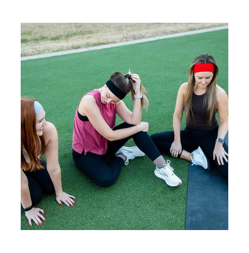 Women's Pack of Wide Training Headbands - Red + Grey + Black