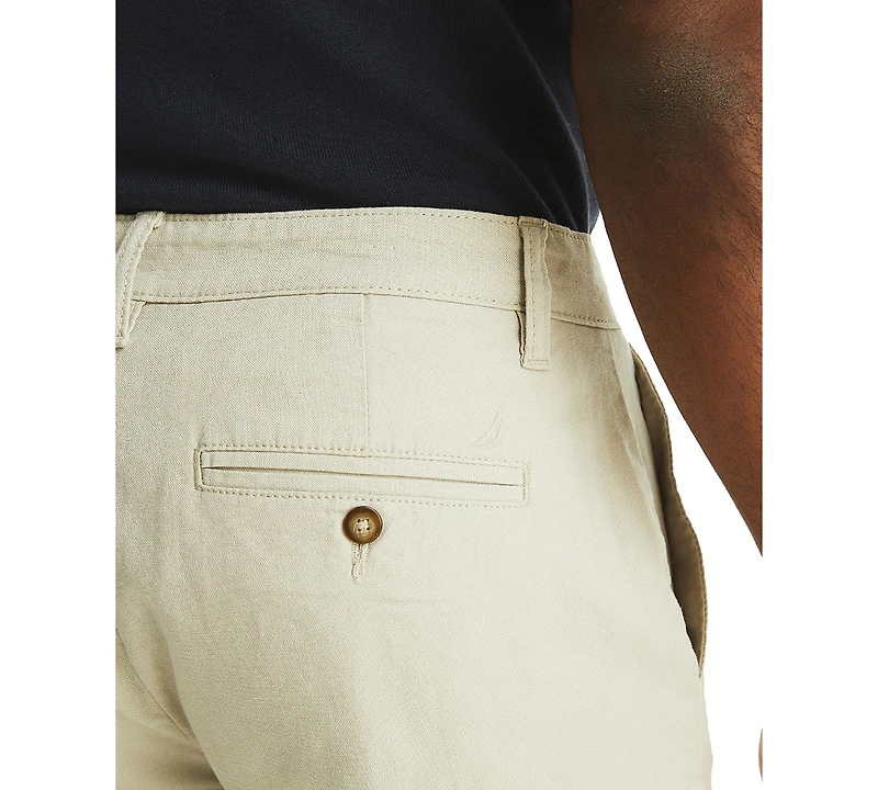 Nautica Men's Flat Front Linen-Blend 8.5" Deck Shorts