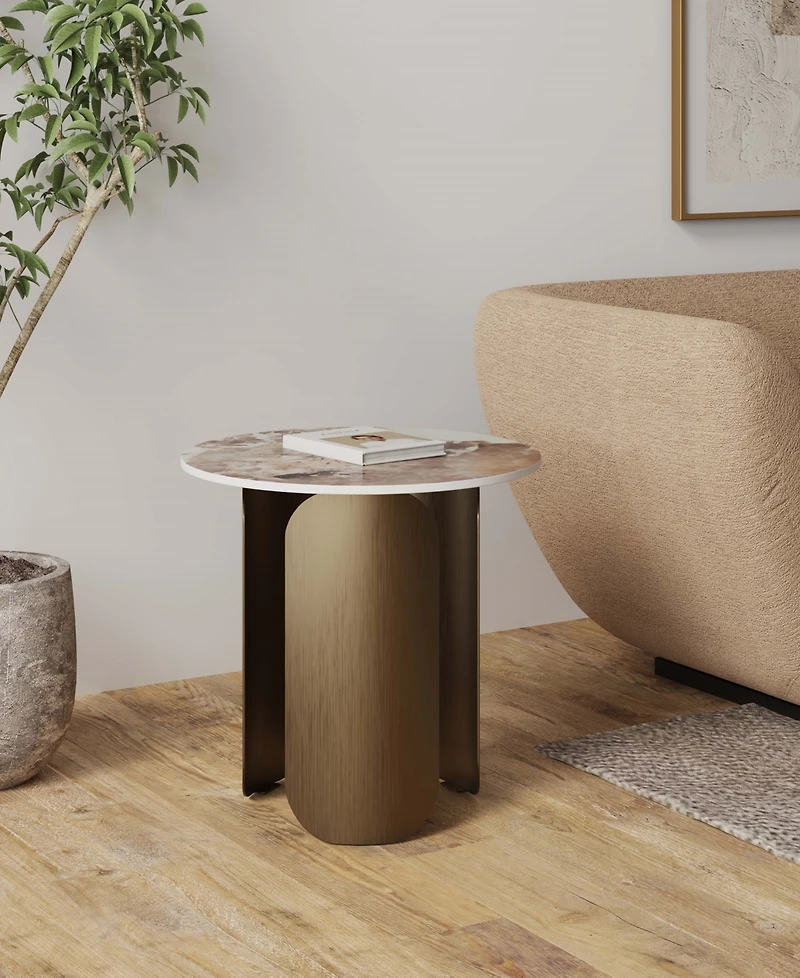 Manhattan Comfort Monica 19.68" Modern Sintered Stone Top End Table