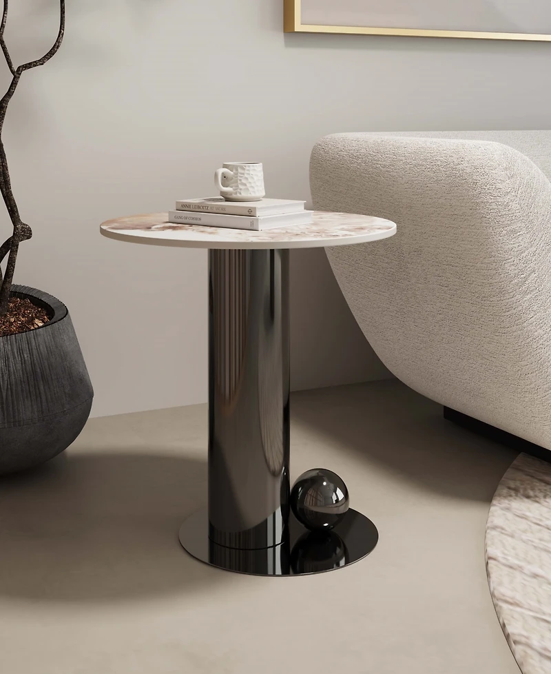 Manhattan Comfort Laurel 19.68" Modern Sintered Stone Top End Table