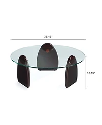 Manhattan Comfort Artesia 35.43" Modern Tempered Glass Top Coffee Table