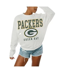 Gameday Couture Women's White Green Bay Packers Sunday Drives Oversized Crewneck Pullover Sweatshirt