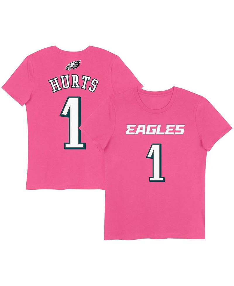 Nike Big Girls Jalen Hurts Pink Philadelphia Eagles Player Name Number T-Shirt
