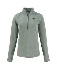Cutter & Buck Women's Heather Green Bay Packers Peshastin Eco Fleece Tri-Blend Raglan Half-Zip Jacket