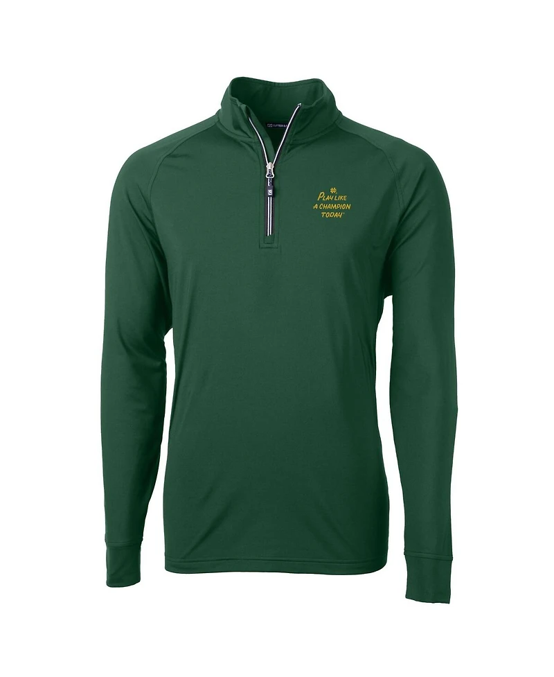 Cutter & Buck Men's Hunter Green Notre Dame Fighting Irish Play Like A Champion Today Adapt Eco Knit Stretch DryTec Quarter-Zip Top