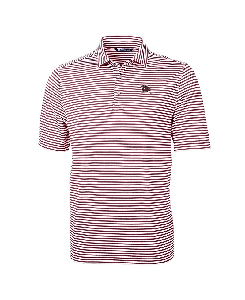 Cutter & Buck Men's Garnet South Carolina Gamecocks Vault DryTec Virtue Eco Pique Stripe Polo