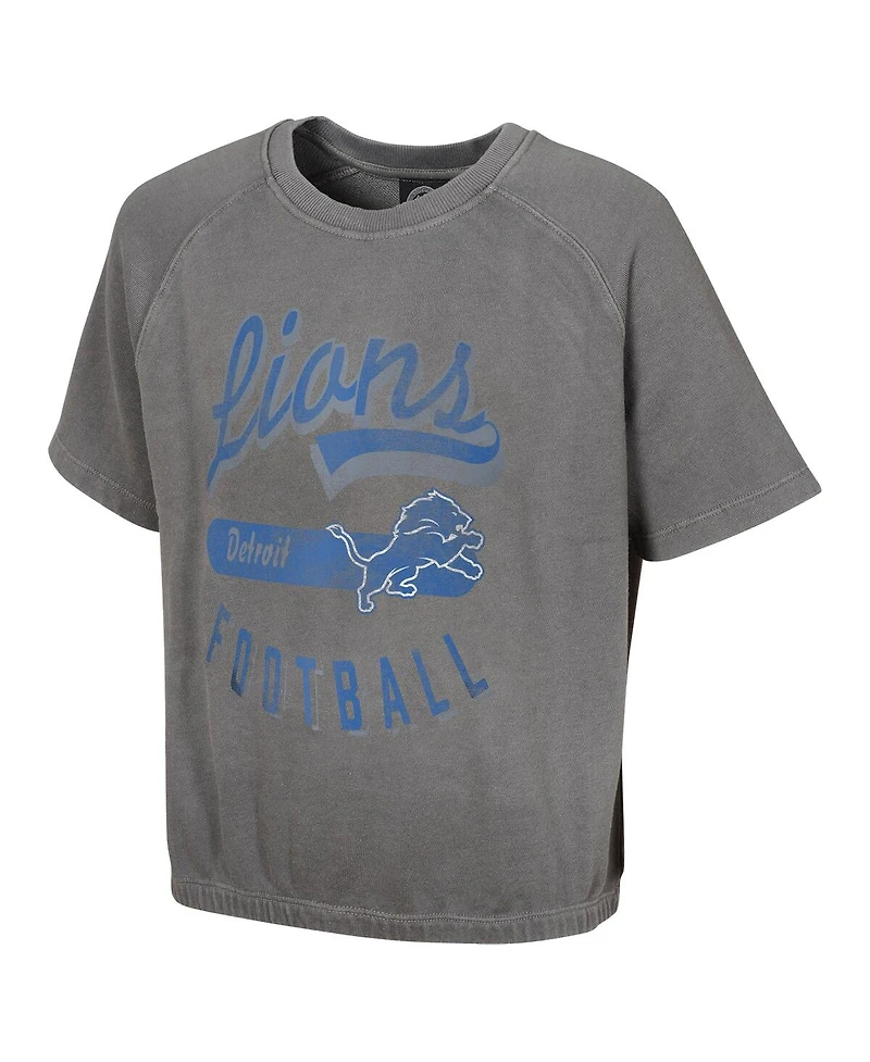 Outerstuff Women's Gray Detroit Lions Mineral Wash Short Sleeve Top