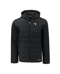 Cutter & Buck Men's Black West Virginia Mountaineers Evoke Hybrid Eco Softshell Full-Zip Hoodie Jacket