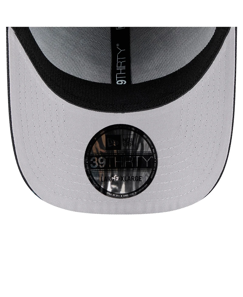 New Era Men's Black Chicago Bulls Sport Night Visor Hit 39THIRTY Flex Hat