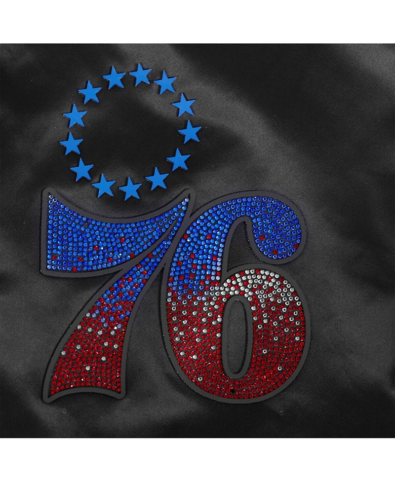 Pro Standard Women's Black Philadelphia 76ers Jeweled Satin Full-Snap Jacket
