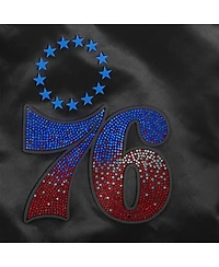 Pro Standard Women's Black Philadelphia 76ers Jeweled Satin Full-Snap Jacket