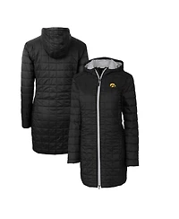 Cutter & Buck Women's Black Iowa Hawkeyes Rainier PrimaLoft Hooded Long Coat