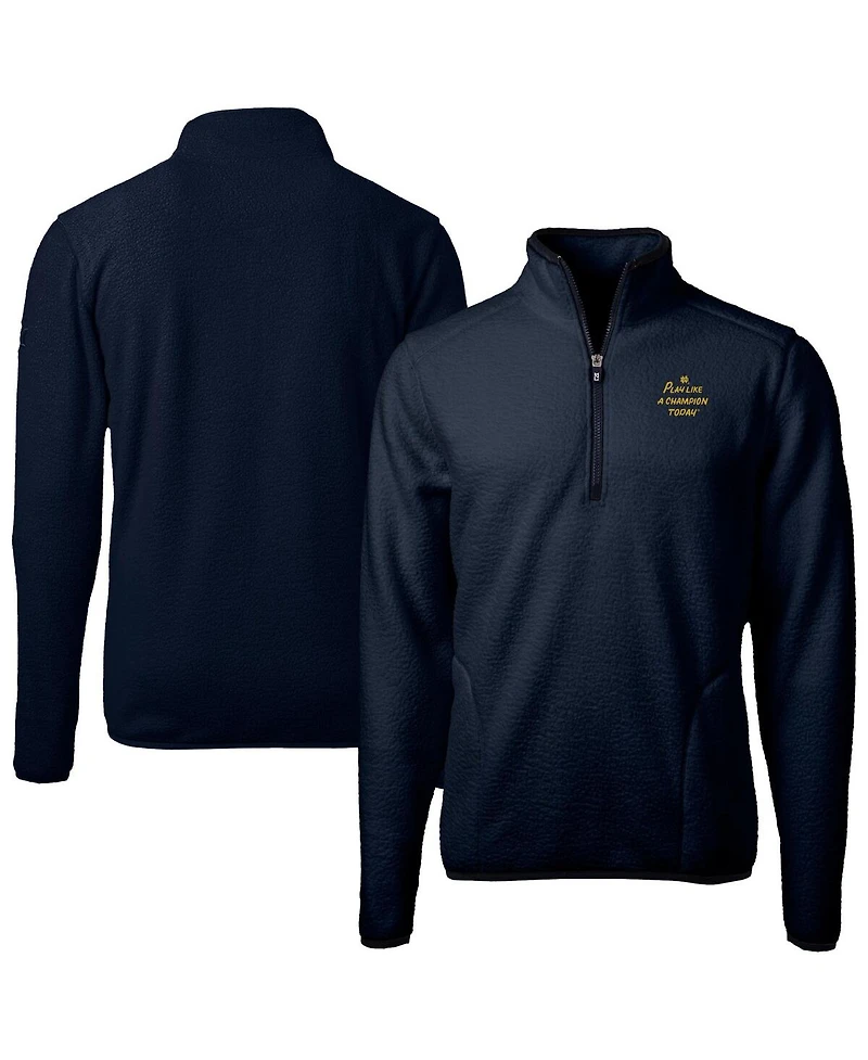 Cutter & Buck Men's Navy Notre Dame Fighting Irish Play Like A Champion Today Cascade Eco Sherpa Fleece Quarter-Zip Sweatshirt