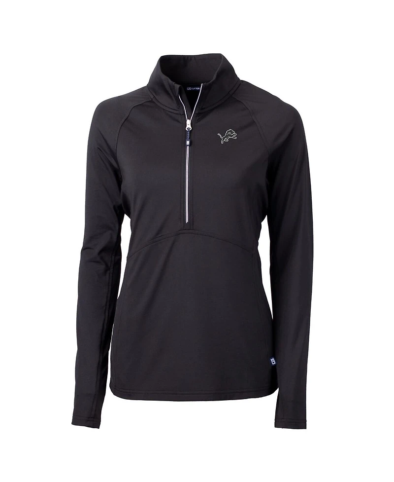 Cutter & Buck Women's Black Detroit Lions Adapt Knit Stretch Half-Zip Pullover Top