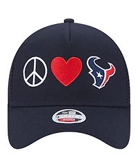 New Era Women's Navy Houston Texans Peace Love Trucker 9FORTY Adjustable Hat