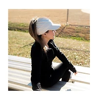 Women's Adjustable High Ponytail Running Hat - Cream