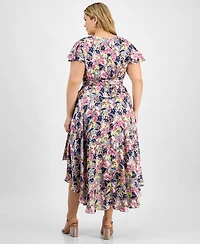 Vince Camuto Plus Size Flutter-Sleeve Belted Dress
