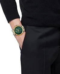 Versace Men's Swiss V-Galaxy Moonphase Two-Tone Stainless Steel Bracelet Watch 43mm