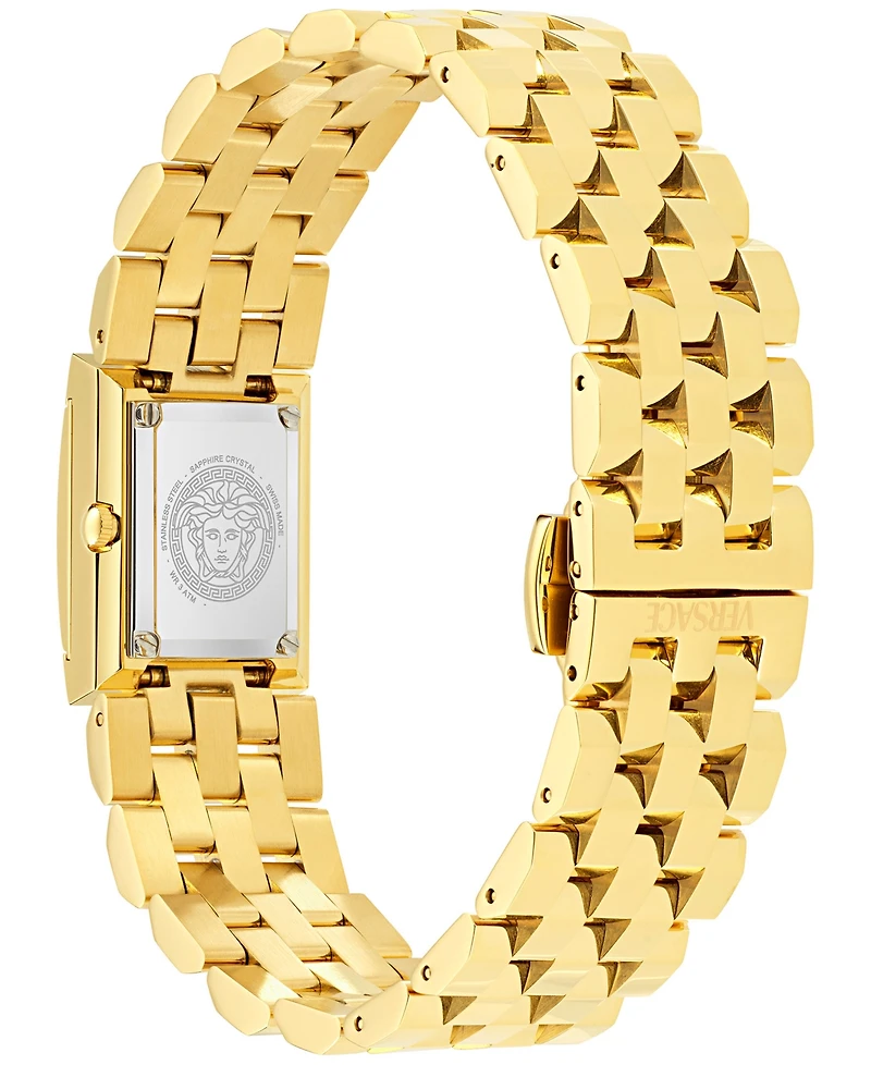 Versace Women's Swiss Reveal Square Gold Ion Plated Bracelet Watch 18x25mm