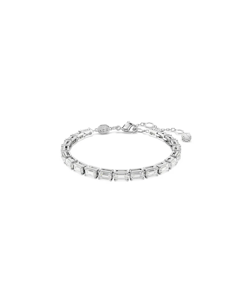 Swarovski Matrix Baguette Cut White Rhodium Plated Tennis Bracelet