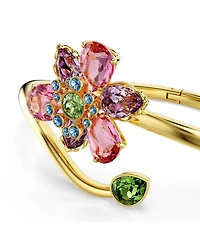 Swarovski Idyllia Mixed Cuts Flower Multicolored Gold-Tone Plated Bangle Bracelet