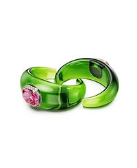 Swarovski Dulcis Octagon Cut Pave Gold-Tone Plated Cuff Bracelet Set