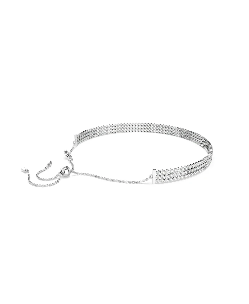 Swarovski Matrix Choker Round Cut White Rhodium Plated Tennis Necklace