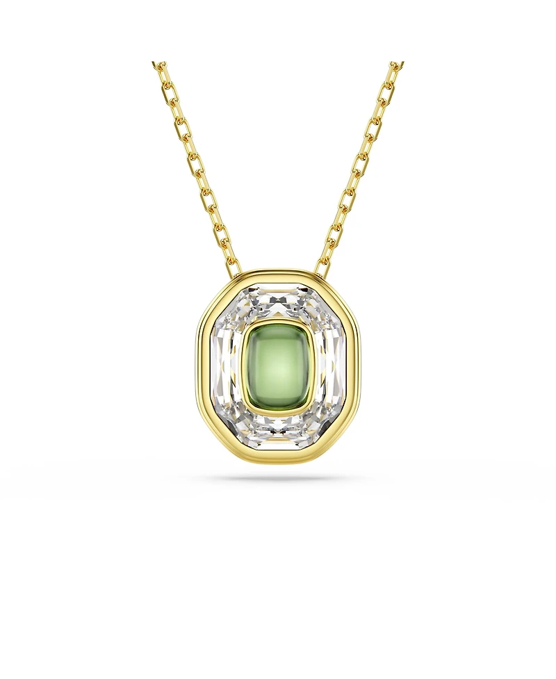 Swarovski Chroma Octagon Cut Green Gold-Tone Plated Pendant Necklace