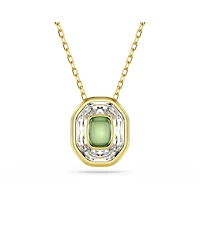 Swarovski Chroma Octagon Cut Green Gold-Tone Plated Pendant Necklace