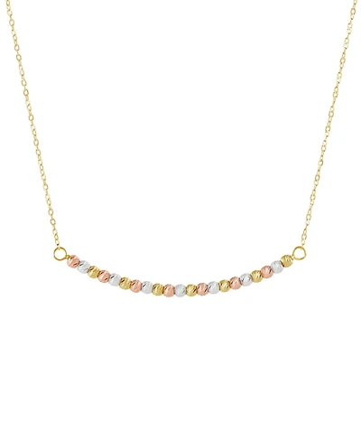 Textured Bead Curved Bar 17" Collar Necklace in 14K Tricolor Gold
