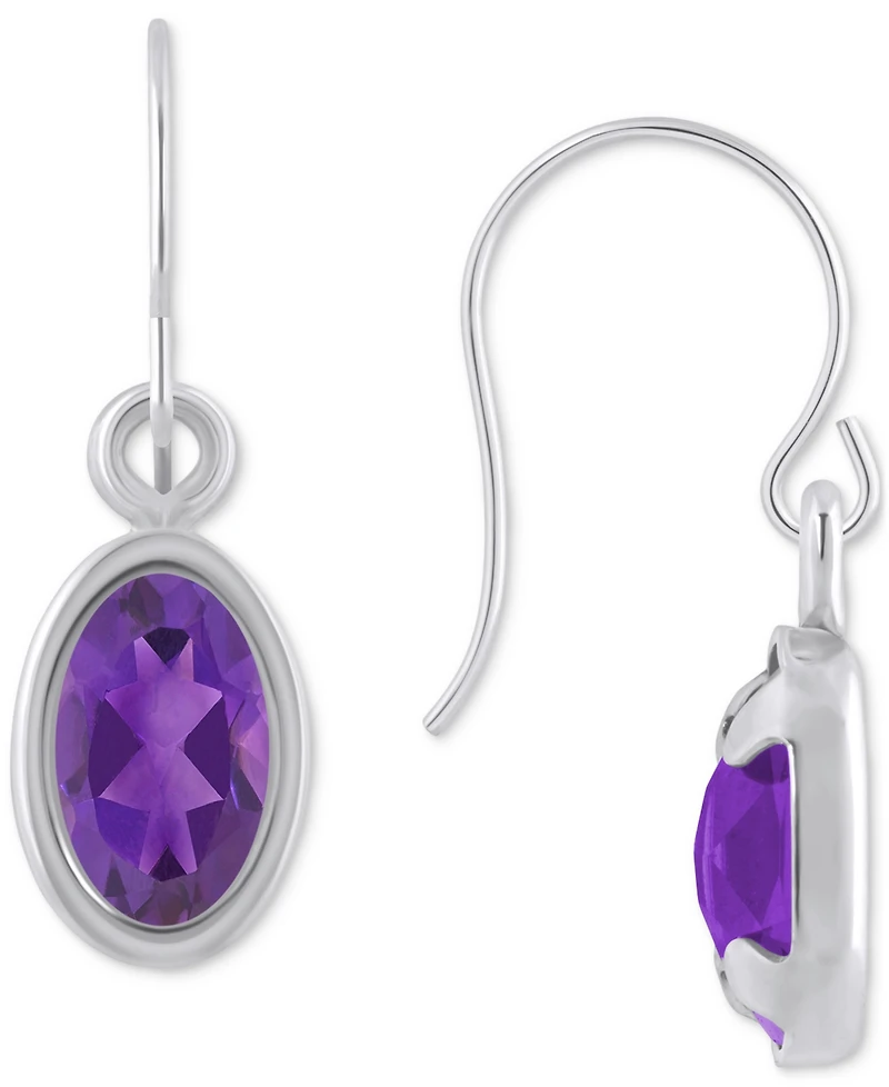 Macy's Oval Gemstone Drop Earrings 10k Yellow Gold or White