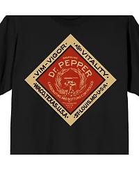 Dr. Pepper Big & Tall Vintage Diamond Logo Crew Neck Short Sleeve Black T-shirt-4XL