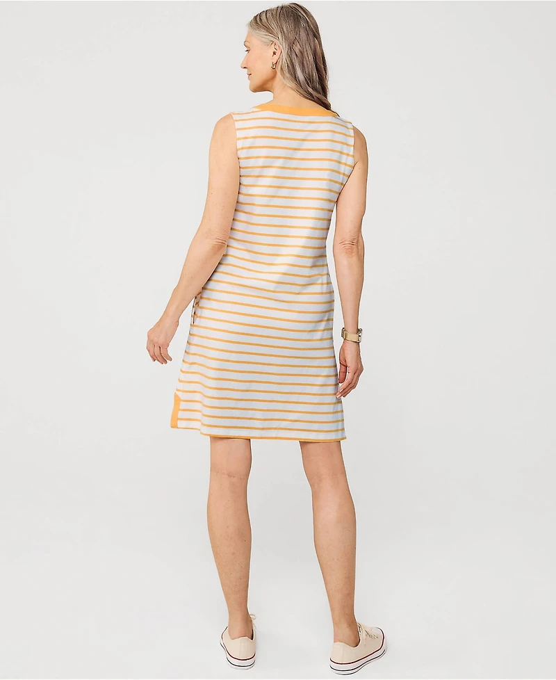 Lands' End Women's Cotton Jersey Notch Neck Dress