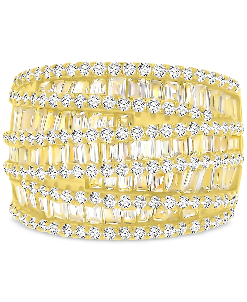 Mixed Cubic Zirconia Multi-Row Ring (4-3/4 ct. t.w.) 14k Gold over Sterling Silver
