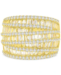 Mixed Cubic Zirconia Multi-Row Ring (4-3/4 ct. t.w.) 14k Gold over Sterling Silver