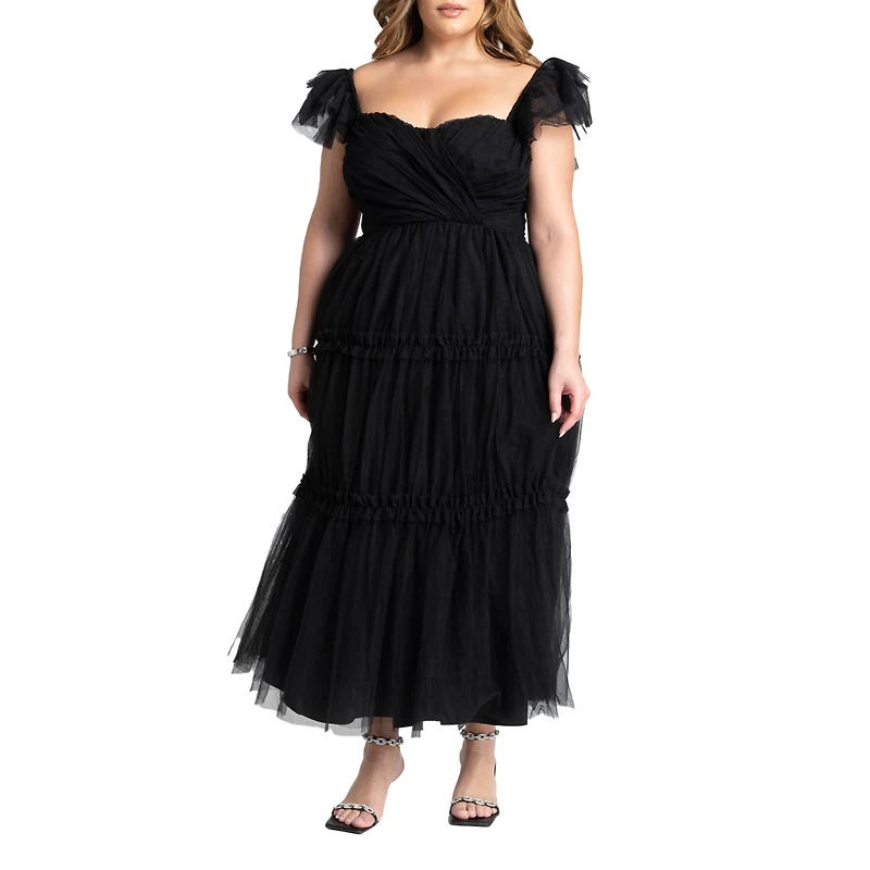 Eloquii Women's Fluttery Tiered Dress
