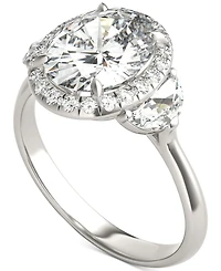 Charles & Colvard Moissanite Oval Halo Three Stone Ring (3-3/4 ct. t.w.) 14K White Gold