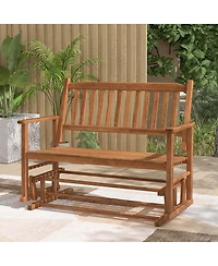 Patio Glider Loveseat Chair Swing Rocking Bench with Slatted Seat & Curved Backrest