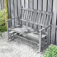 Patio Glider Loveseat Chair Swing Rocking Bench with Slatted Seat & Curved Backrest