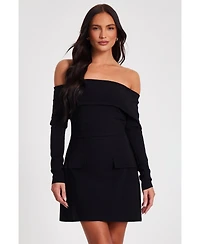 Quiz Women's Long Sleeve Bengaline Mini Dress