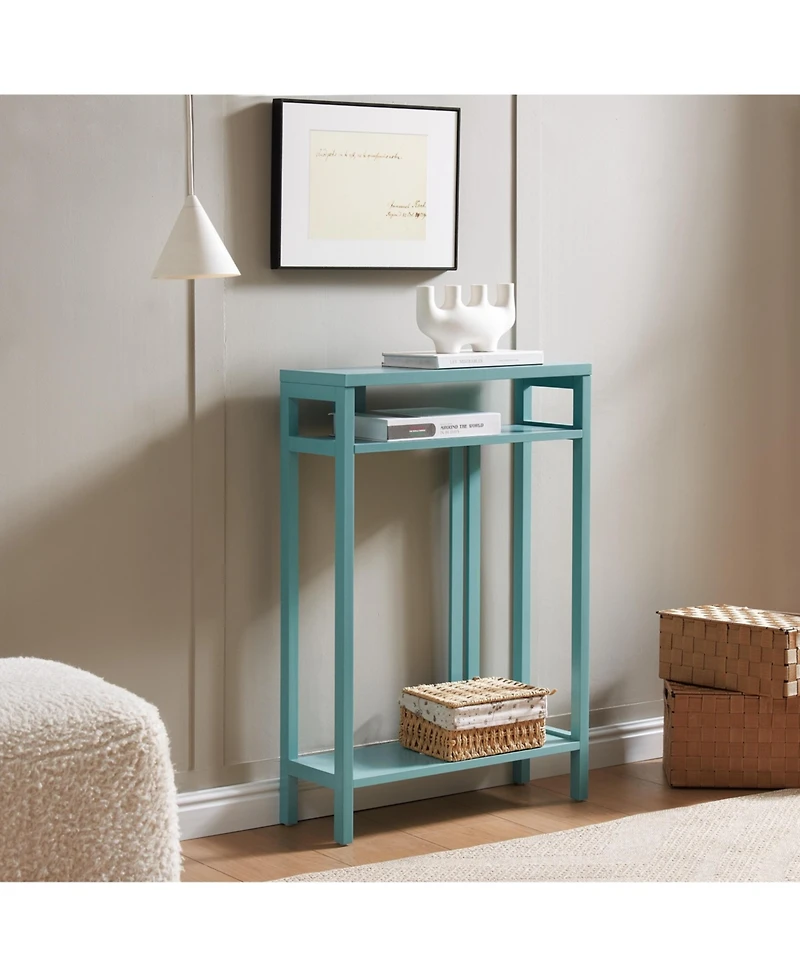 Kings Brand Furniture Bisbee Wood Console Table with 2 Open Storage Shelves, Narrow & Minimalist Sofa Table, Entryway Perfect for Hallway, Behin