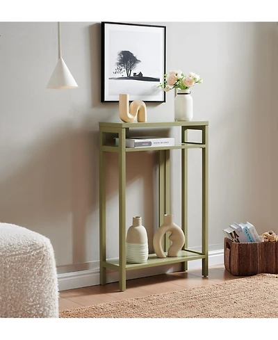 Kings Brand Furniture Bisbee Wood Console Table with 2 Open Storage Shelves, Narrow & Minimalist Sofa Table, Entryway Table Perfect for Hallway, Behin